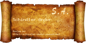 Schindler Andor névjegykártya